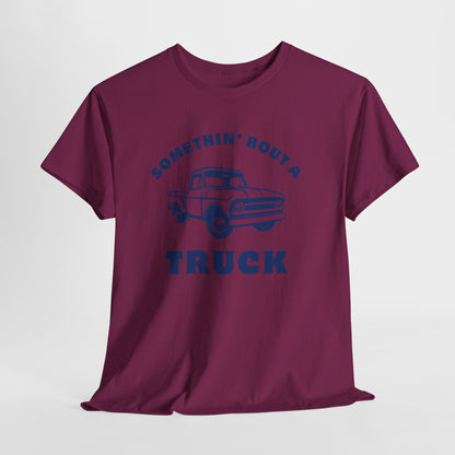 Somethin' Bout a Truck - Navy Pickup // Unisex Heavy Cotton Tee - Perfect for Truck Lovers