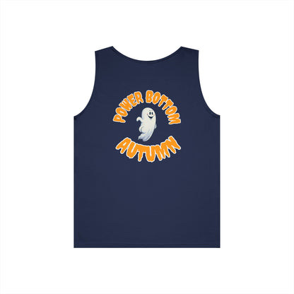 Power Bottom Autumn - White Ghost // Unisex Heavy Cotton Ghost Theme Tank Top - Fall Vibes