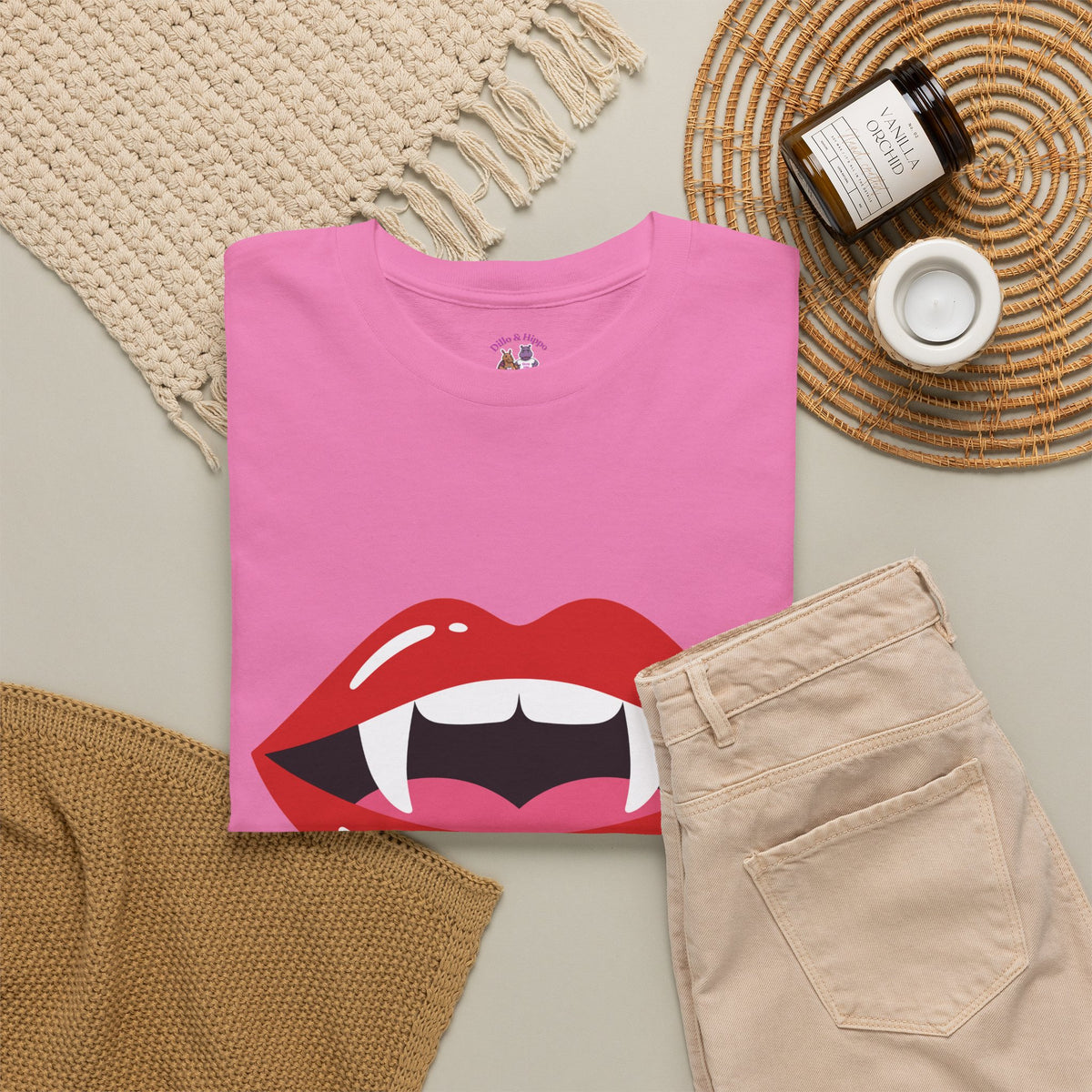 Vampire Lips Tee: Unisex Heavy Cotton Tee for Halloween, Party, Gift, Funny T-Shirt, Casual Wear, Trendy Fashion