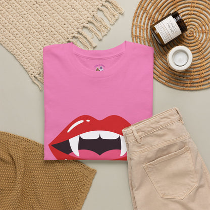 Vampire Lips Tee: Unisex Heavy Cotton Tee for Halloween, Party, Gift, Funny T-Shirt, Casual Wear, Trendy Fashion