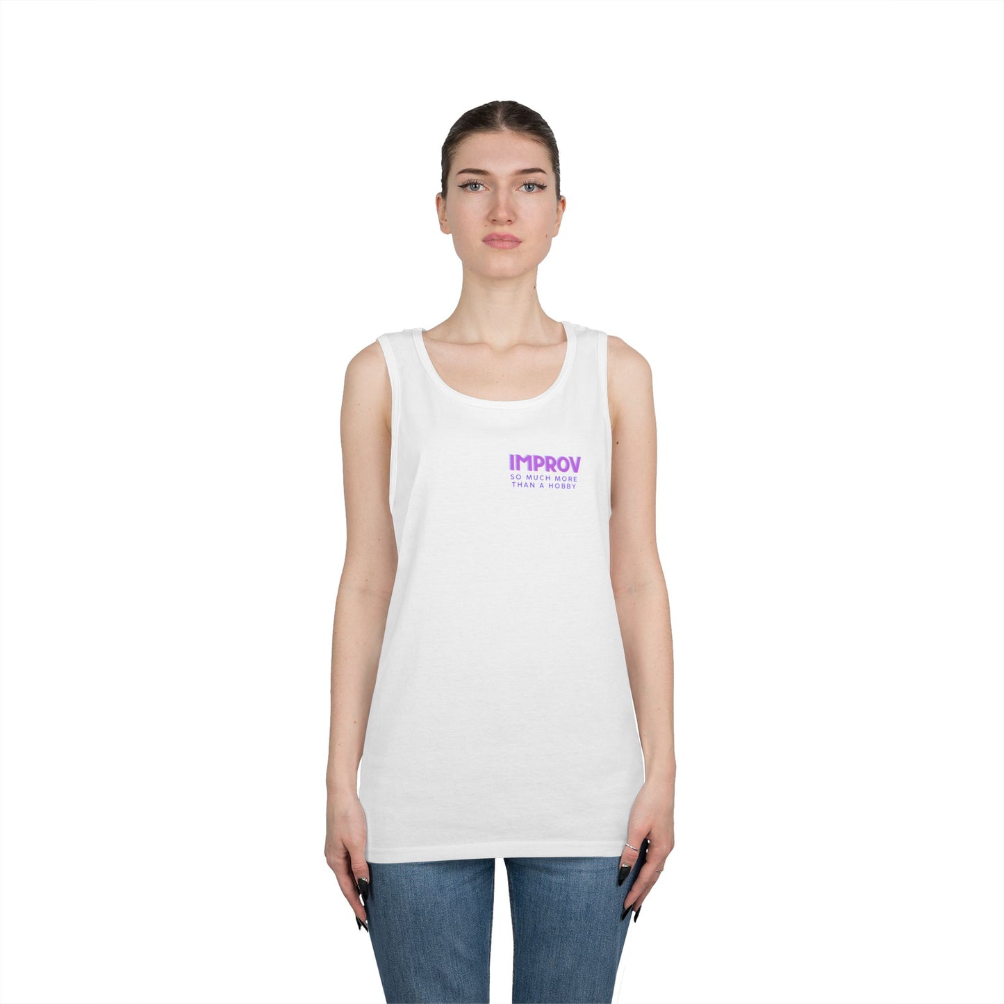 Improv, "Yes, And" Double-sided // Vibes Unisex Heavy Cotton Tank Top