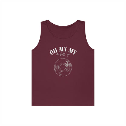 Oh My My Cool Vinyl Record // Unisex Heavy Cotton Tank Top - Graphic Tee