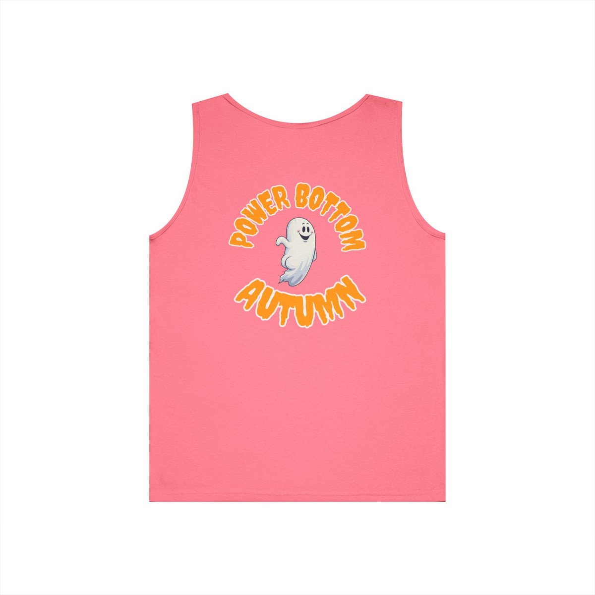 Power Bottom Autumn - White Ghost // Unisex Heavy Cotton Ghost Theme Tank Top - Fall Vibes