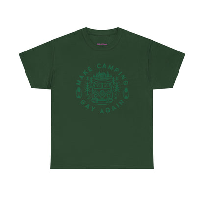 Make Camping Gay Again // Unisex Heavy Cotton Tee - Fun Outdoor Pride Shirt