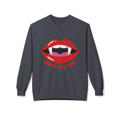 Vampire Lips Crewneck: Unisex Heavy Cotton Sweatshirt for Halloween, Party, Gift, Funny T-Shirt, Casual Wear, Trendy Fashion