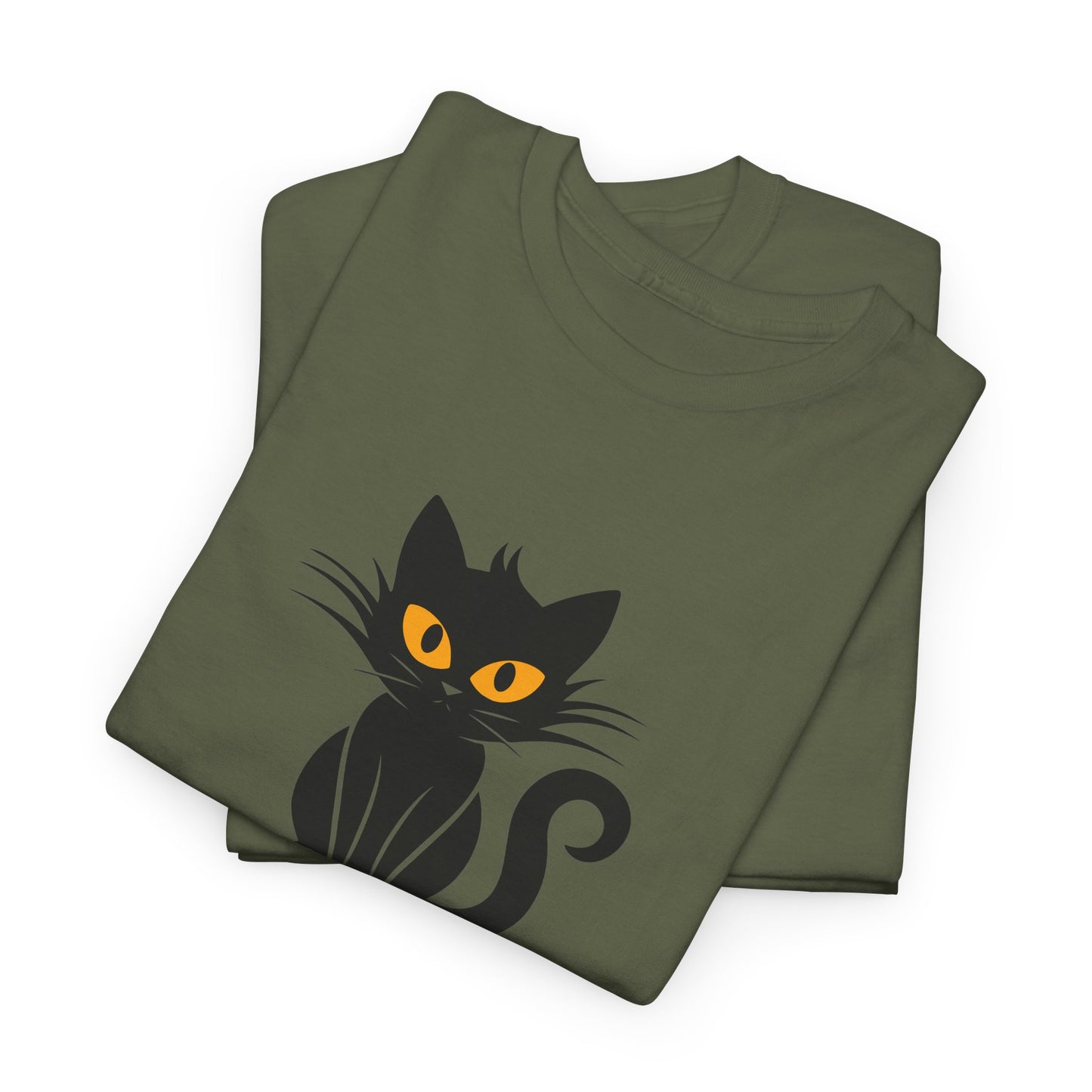 Black Cat with Sign //  Unisex Heavy Cotton Tee