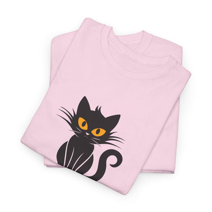 Black Cat with Sign //  Unisex Heavy Cotton Tee