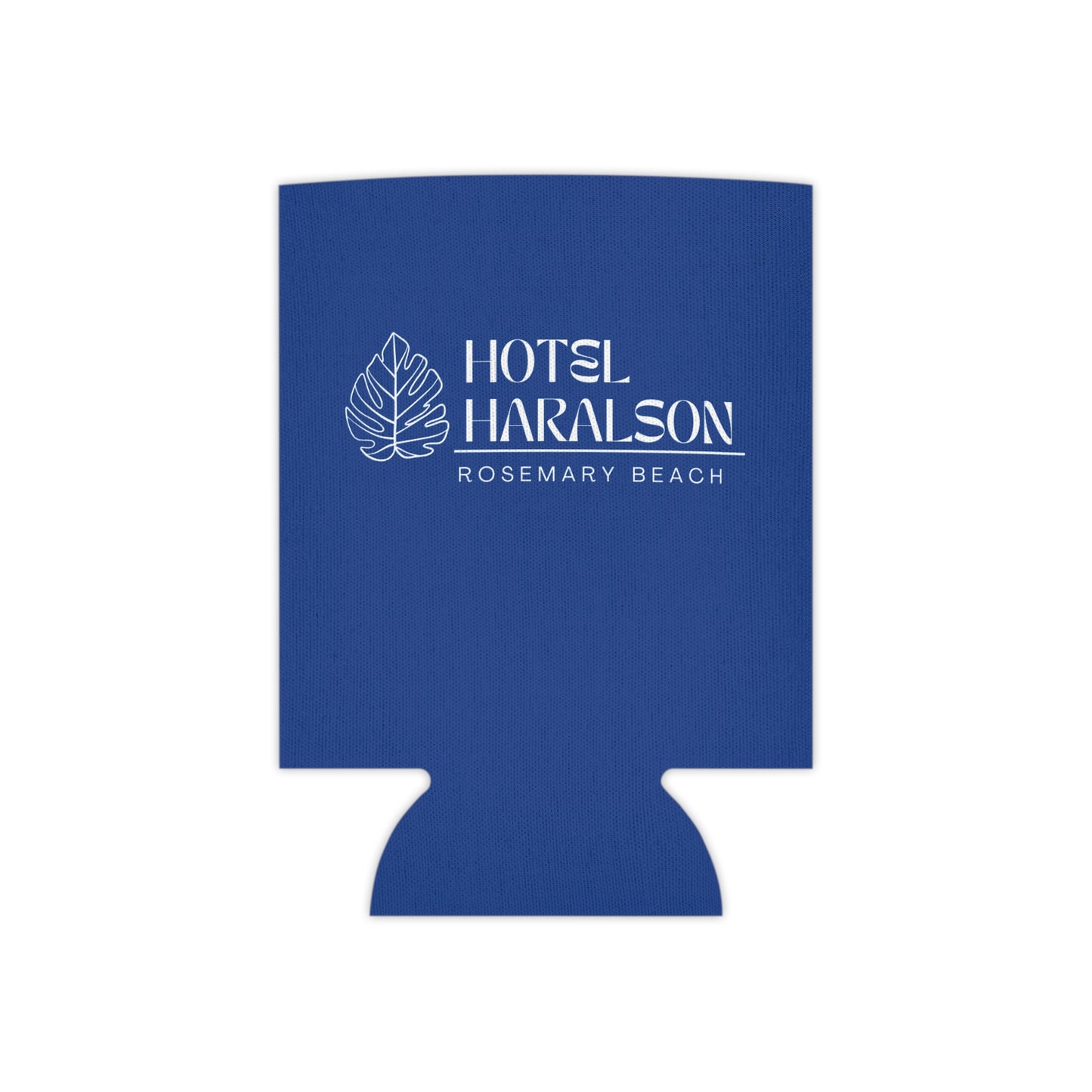 Custom - Personalized Hotel Haralson Can Cooler // Blue w/ White - Ideal for Beach Parties & Celebrations