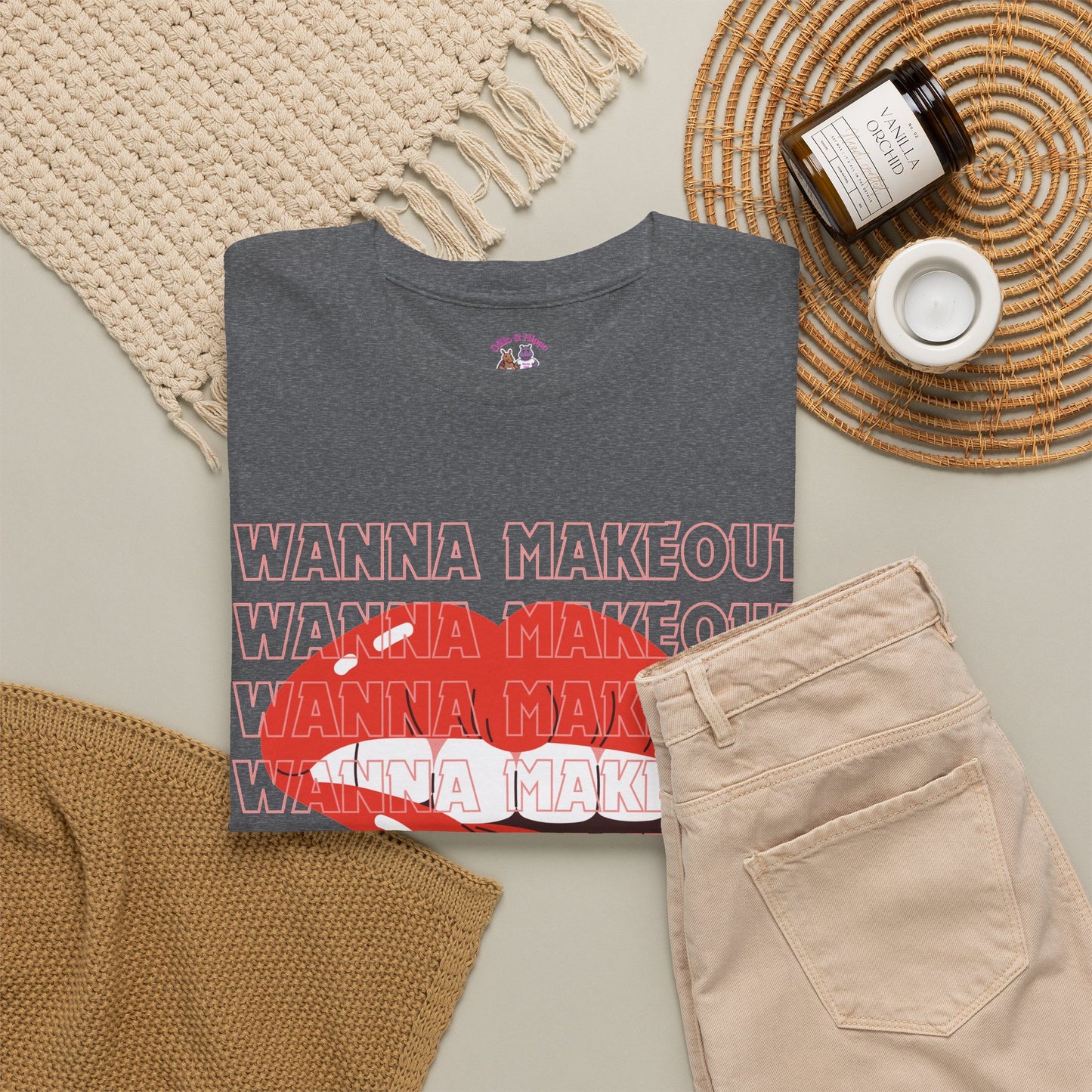 Unisex Heavy Cotton Tee - 'Wanna Makeout' Graphic Tee, Trendy Casual Wear, Perfect for Parties, Fun Couple's Tee
