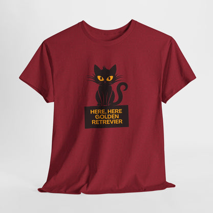 Black Cat with Sign //  Unisex Heavy Cotton Tee