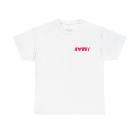 H<3WDY Pocket Placement // Fun Howdy Graphic Unisex Heavy Cotton Tee
