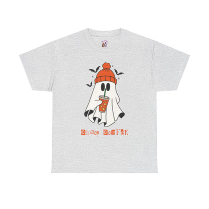 Ghostly Chill Unisex Heavy Cotton Tee, Halloween Shirt, Casual Wear, Fall Fashion, Cute Ghost Tee, Spooky Vibes