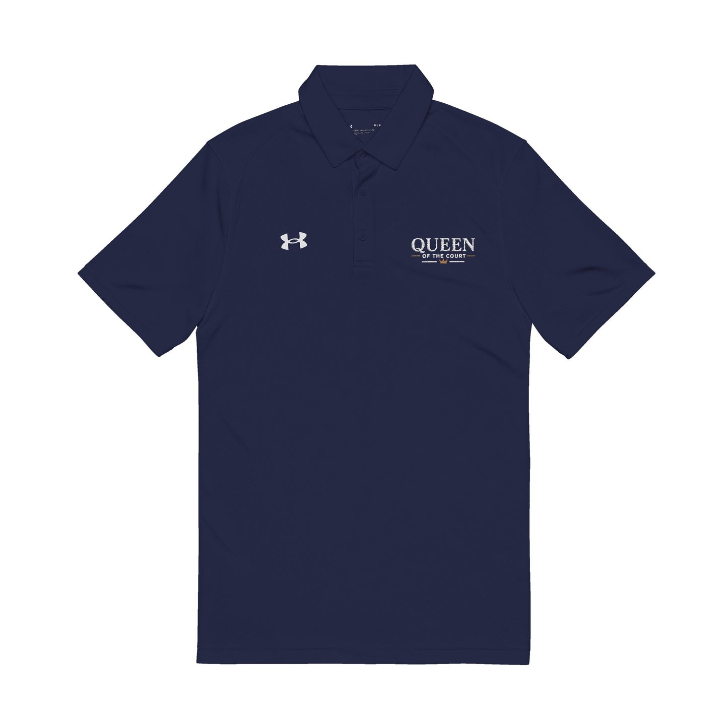 Queen of the Court-  Cream Embroidered Men's Polo Shirt - Under Armour Performance Polo