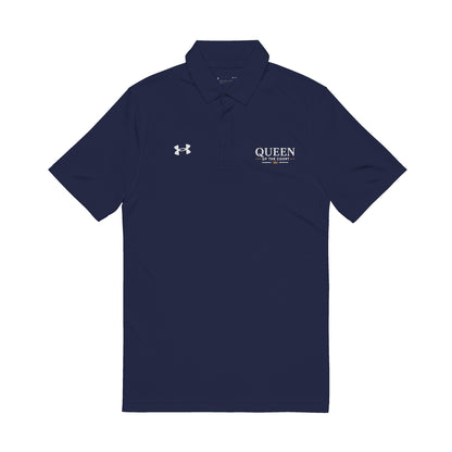 Queen of the Court-  Cream Embroidered Men's Polo Shirt - Under Armour Performance Polo
