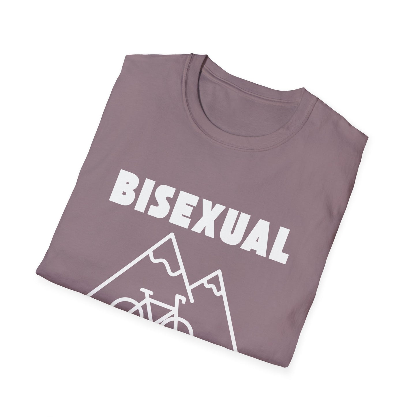 Bisexual (Mountain) Bicyclist  // Unisex Softstyle T-Shirt