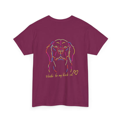 Golden Retriever Woofin' For My Black Cat // Unisex Heavy Cotton Tee - Relationship Dynamics