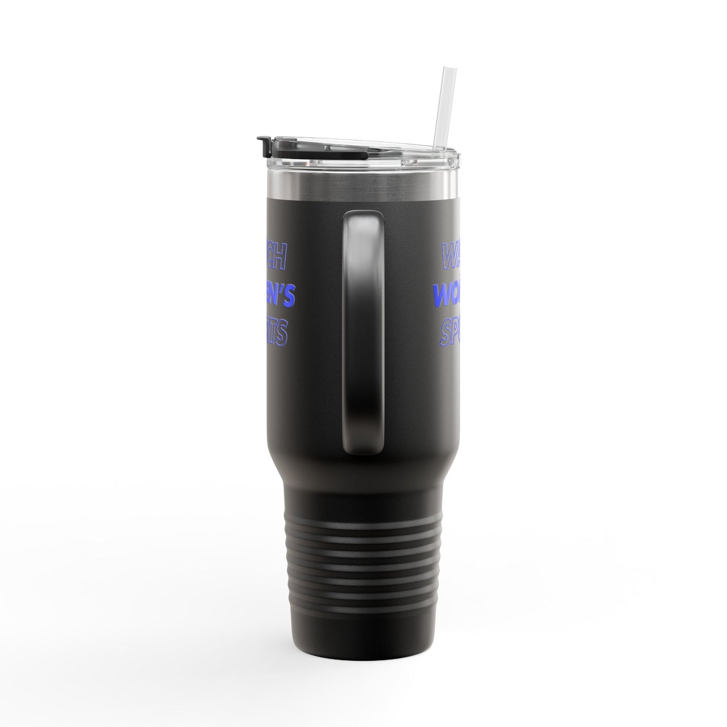 Watch Women's Sports // Insulated Travel Mug, 40oz - Blue Text