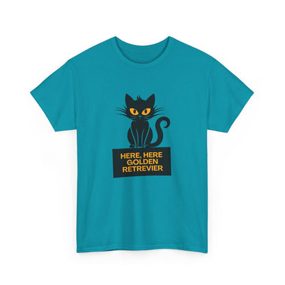Black Cat with Sign //  Unisex Heavy Cotton Tee