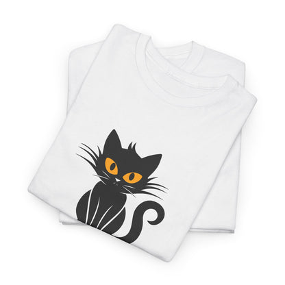 Black Cat with Sign //  Unisex Heavy Cotton Tee