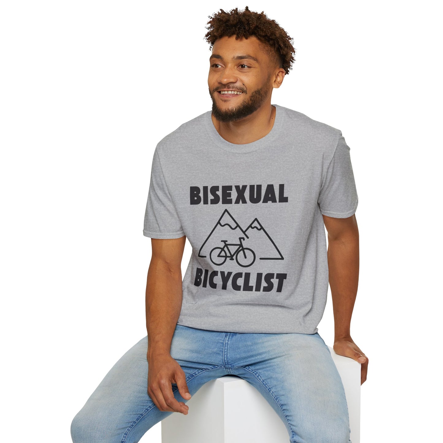 Bisexual (Mountain) Bicyclist  // Unisex Softstyle T-Shirt