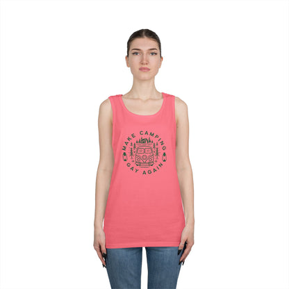Make Camping Gay Again // Unisex Heavy Cotton Tank Top - Pride Outdoor Apparel