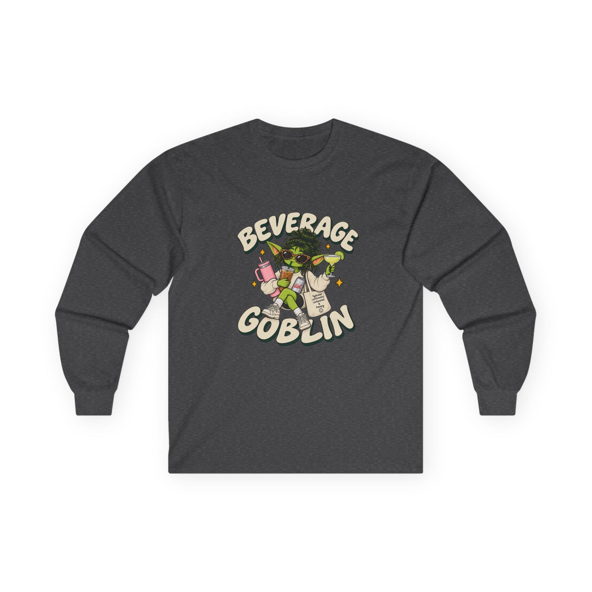 Beverage Goblin Long Sleeve T-Shirt — Cute Retro Drink Lover Tee
