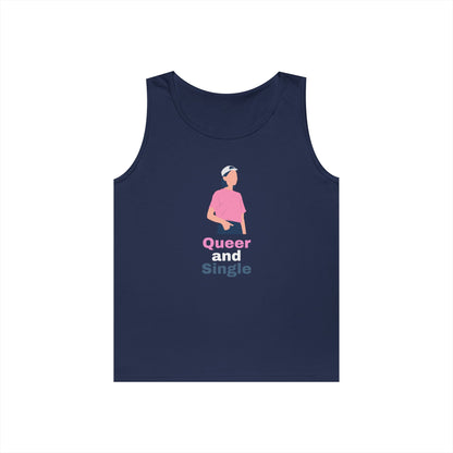 Queer and Single // Unisex Heavy Cotton Tank Top