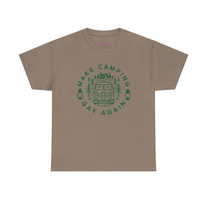 Make Camping Gay Again // Unisex Heavy Cotton Tee - Fun Outdoor Pride Shirt