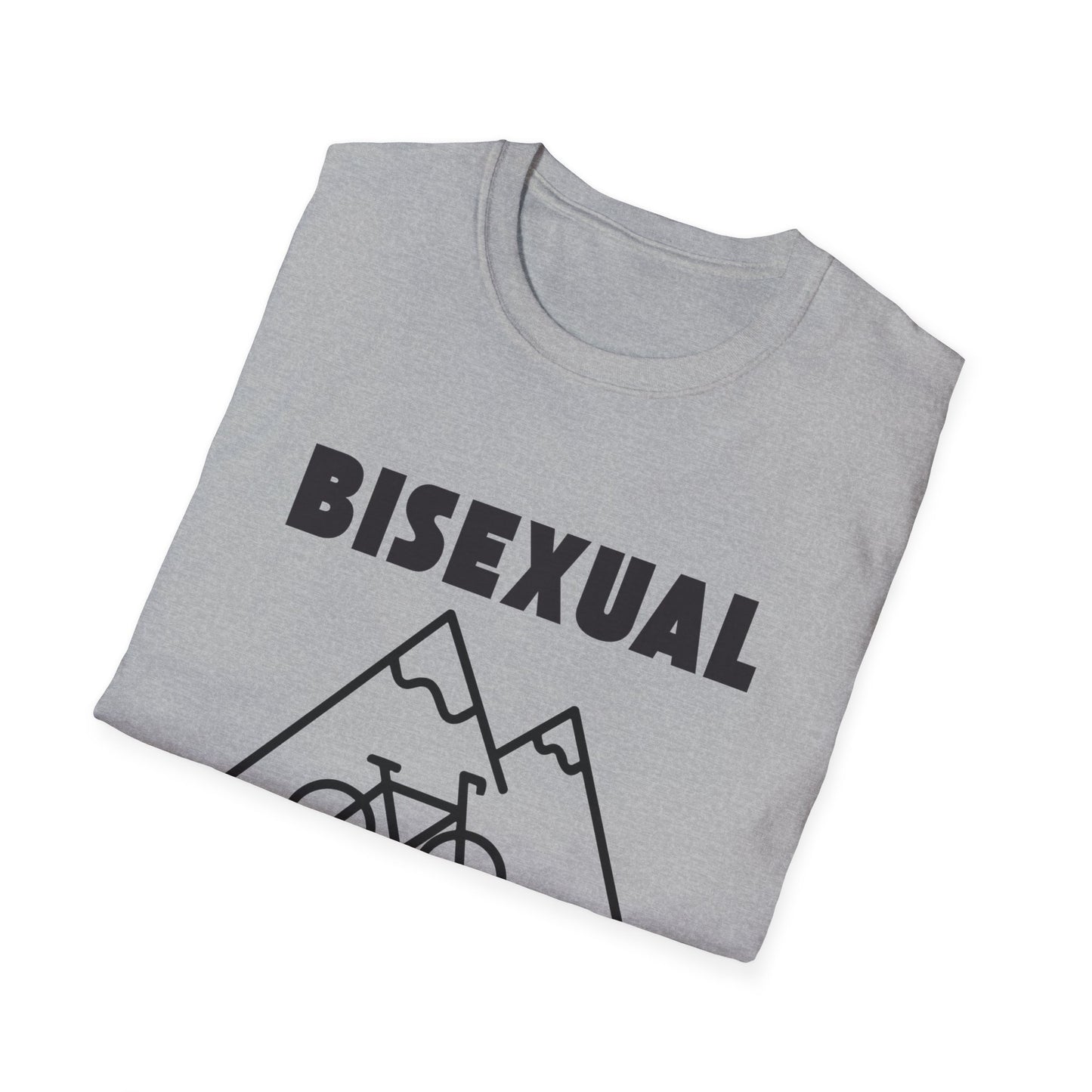 Bisexual (Mountain) Bicyclist  // Unisex Softstyle T-Shirt