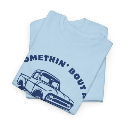 Somethin' Bout a Truck - Navy Pickup // Unisex Heavy Cotton Tee - Perfect for Truck Lovers