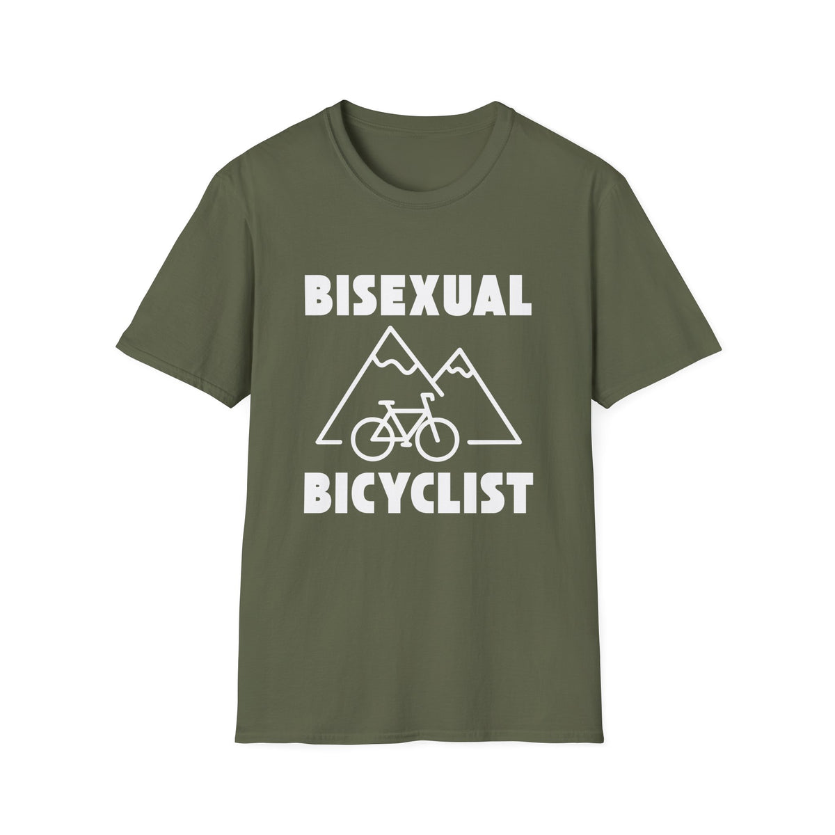 Bisexual (Mountain) Bicyclist  // Unisex Softstyle T-Shirt