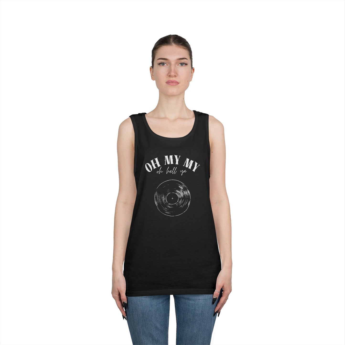 Oh My My Cool Vinyl Record // Unisex Heavy Cotton Tank Top - Graphic Tee