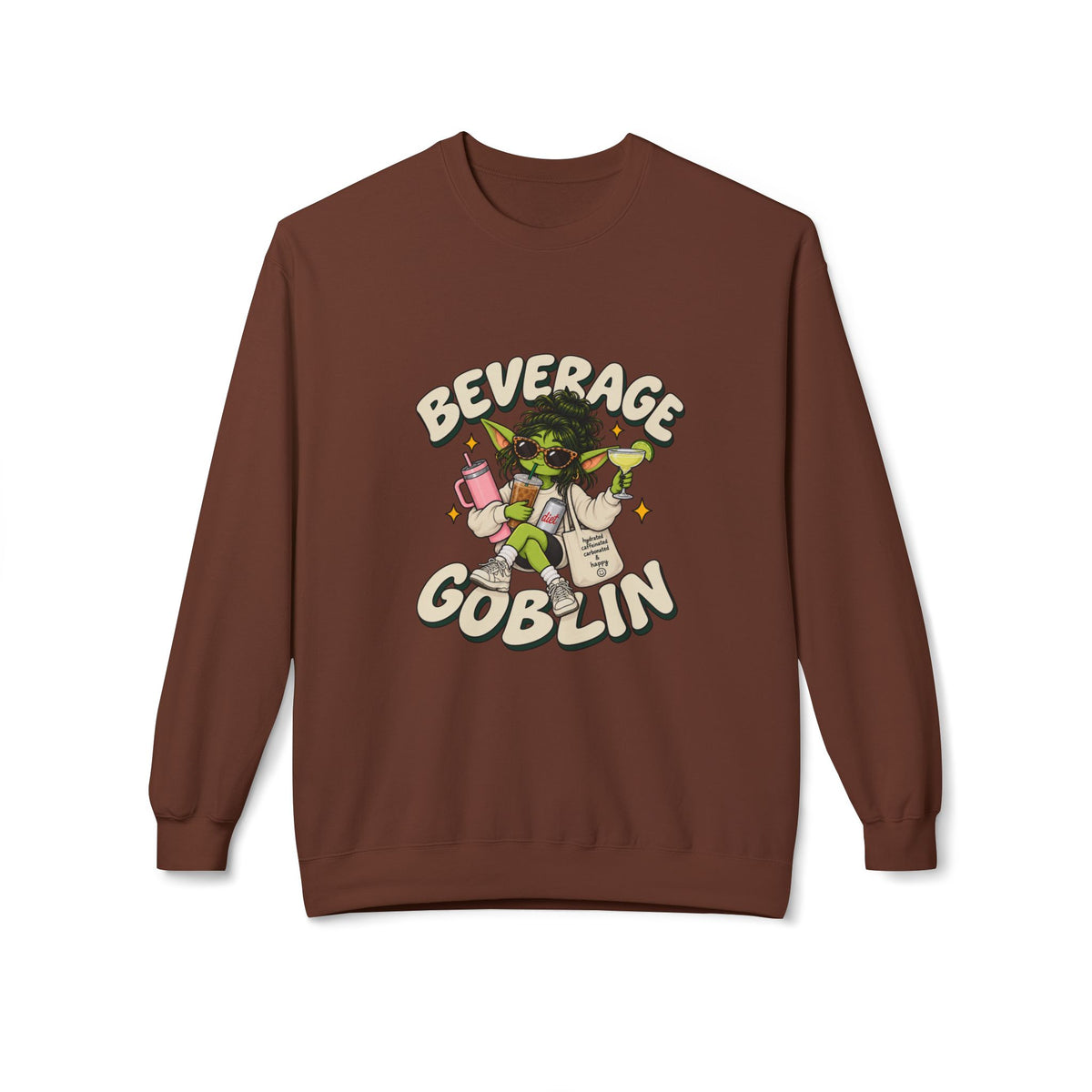 Beverage Goblin T-Shirt — Cute Retro Drink Lover Crew Neck Sweatshirt