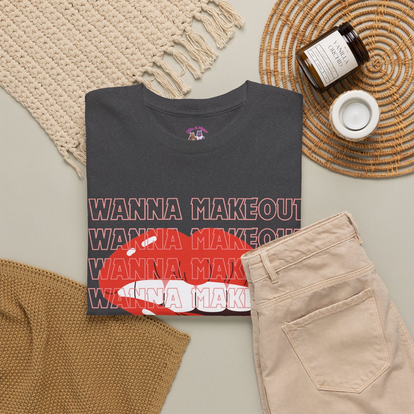 Unisex Heavy Cotton Tee - 'Wanna Makeout' Graphic Tee, Trendy Casual Wear, Perfect for Parties, Fun Couple's Tee