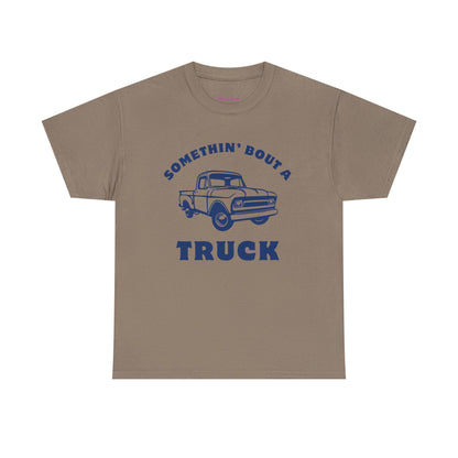 Somethin' Bout a Truck - Navy Pickup // Unisex Heavy Cotton Tee - Perfect for Truck Lovers