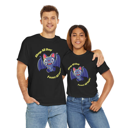 Cute Bat Unisex Heavy Cotton Tee - Fun Graphic Tee, Halloween Costume Shirt, Gift for Kids, Animal Lover Tee, Everyday Casual Wear