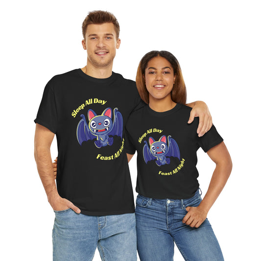 Cute Bat Unisex Heavy Cotton Tee - Fun Graphic Tee, Halloween Costume Shirt, Gift for Kids, Animal Lover Tee, Everyday Casual Wear