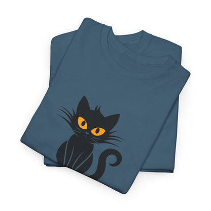 Black Cat with Sign //  Unisex Heavy Cotton Tee