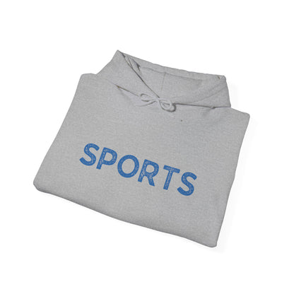 Sports // Unisex Heavy Blend™ Hooded Sweatshirt - Blue Text