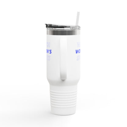 Watch Women's Sports // Insulated Travel Mug, 40oz - Blue Text