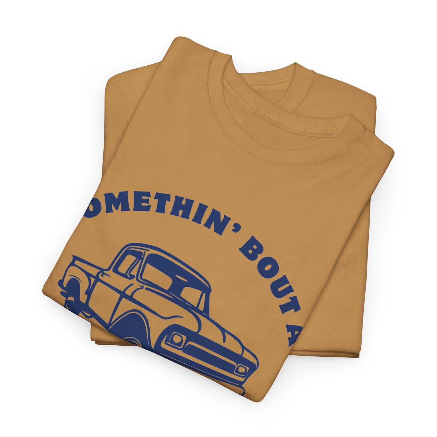Somethin' Bout a Truck - Navy Pickup // Unisex Heavy Cotton Tee - Perfect for Truck Lovers