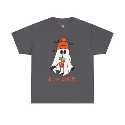 Ghostly Chill Unisex Heavy Cotton Tee, Halloween Shirt, Casual Wear, Fall Fashion, Cute Ghost Tee, Spooky Vibes