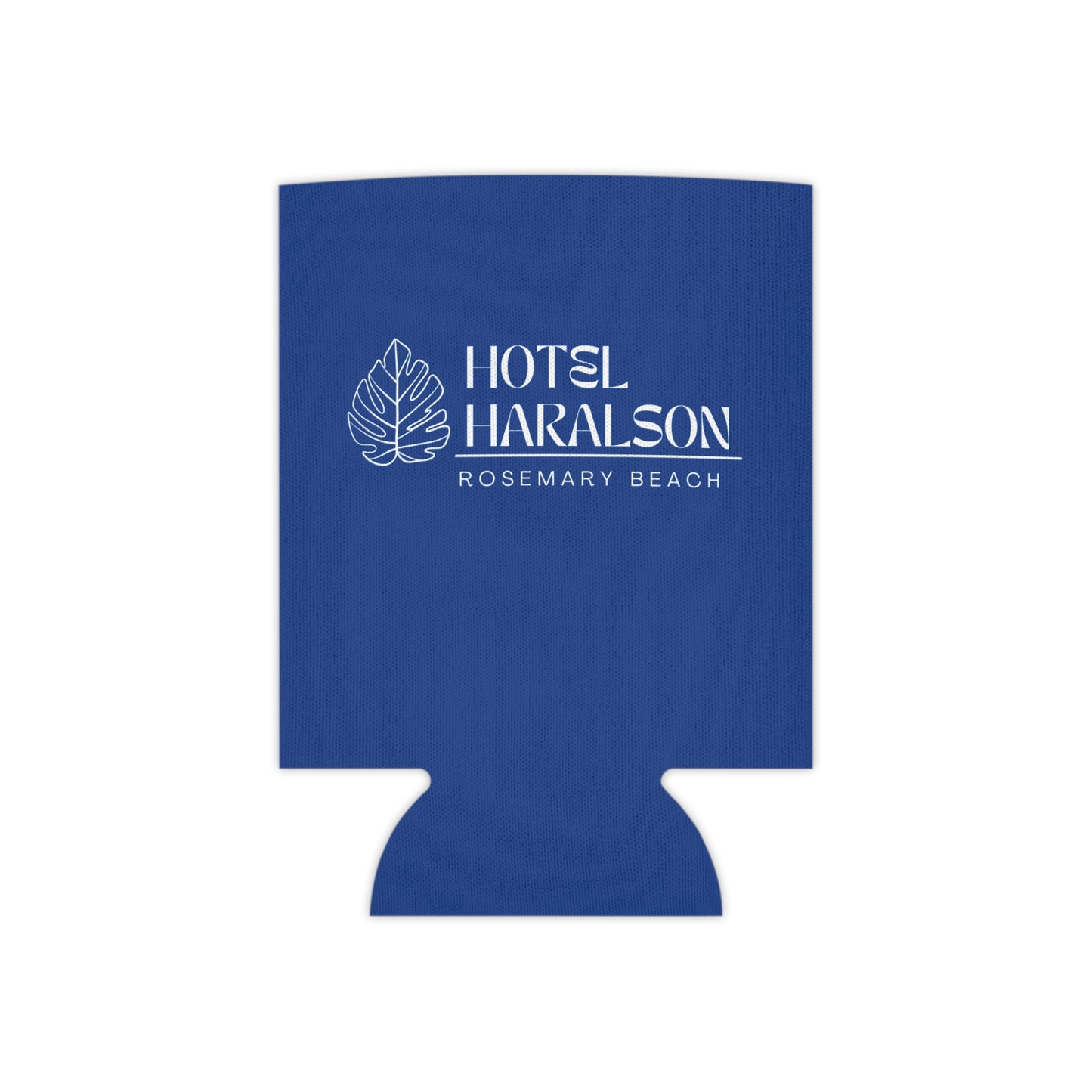 Custom - Personalized Hotel Haralson Can Cooler // Blue w/ White - Ideal for Beach Parties & Celebrations