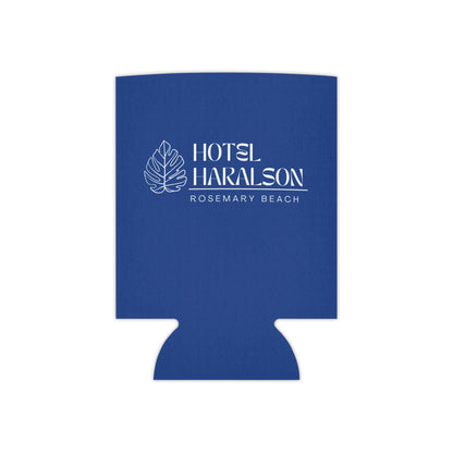 Custom - Personalized Hotel Haralson Can Cooler // Blue w/ White - Ideal for Beach Parties & Celebrations