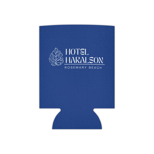 Custom - Personalized Hotel Haralson Can Cooler // Blue w/ White - Ideal for Beach Parties & Celebrations