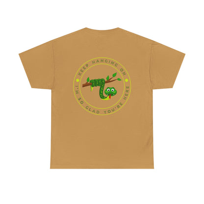 Keep Hanging On - Snake // Unisex Heavy Cotton Tee - Positive Message T-Shirt