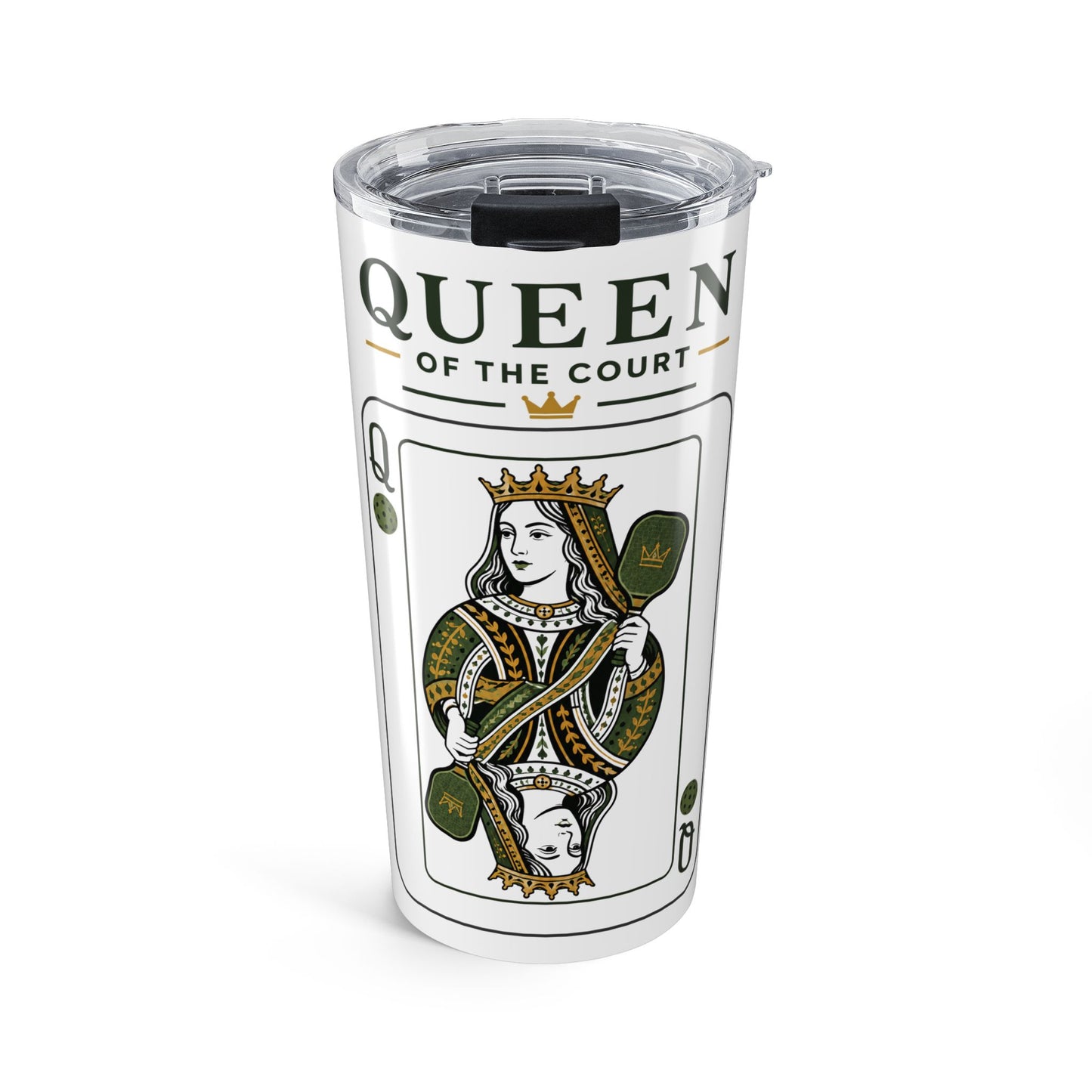 Pickleball - Queen of the Court - Vintage Playing Card -  Tumbler - 20oz Insulated Travel Cup