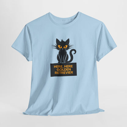 Black Cat with Sign //  Unisex Heavy Cotton Tee