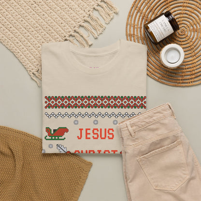 Funny Christmas Tee: "Jesus Christ Already Chill" Unisex Heavy Cotton Shirt