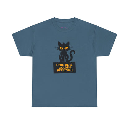 Black Cat with Sign //  Unisex Heavy Cotton Tee